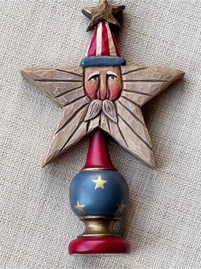 RARE Lori Miller USA Santa Christmas Holiday American Flag 250 Folk Art Collect